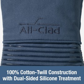All-Clad Premium Silicone Oven Mitt: Heat Resistant to 500 Degrees - 100% Cotton & Silicone, 14"x7" Pot Holder for Kitchen and Barbeque, (1-Pack), Indigo