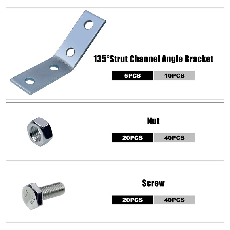 CNQLIS 1-5/8" Strut Channel Angle Bracket Strut Fitting with 4