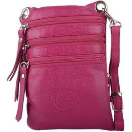 Womens Premium Soft Leather Cross Body/Across Body/Shoulder Bag - Magenta