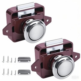 2 Pack Caravan Door Locks Replacement Keyless Door Lock Keyless Cabinet Door Catch Lock for Caravan Motorhome Camper Van Latch Cupboard (Brown)