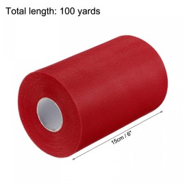 sourcing map 6 Inch 100 Yards Tulle Ribbon Rolls Pastel Netting Fabric Net Cloth for Gift Wrapping Christmas Wedding DIY Crafts, Red