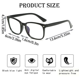 DXPETA Kids Blue Light Glasses, 4-Pack PC Material Blue Light Blocking Glasses For Kids, 14.1 X 13.6 Cm/5.55 X 5.35 In, Black/White/Cow Print Jelly Frame