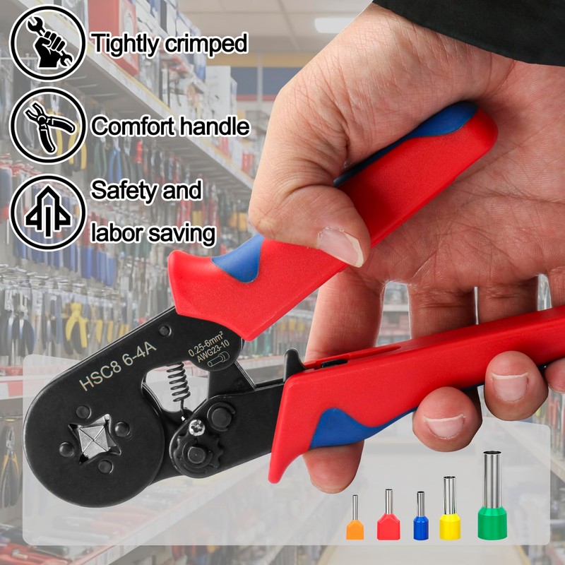 Heschen Crimper Plier, HSC8 6-4A, Mini Self-adjustable Crimping Tools, Use