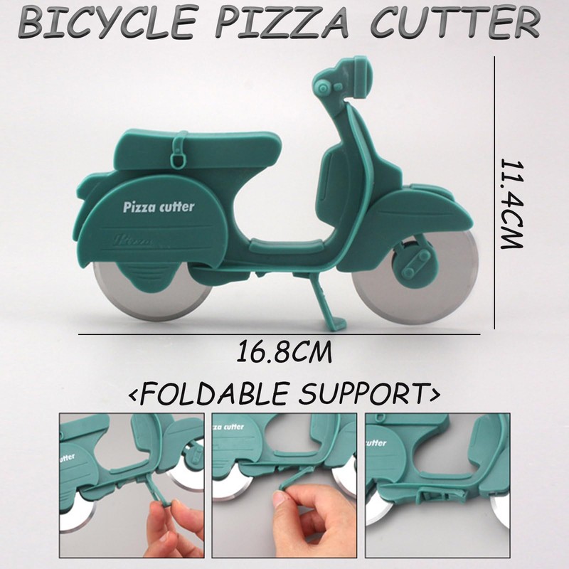 KASESSS Motorcycle Pizza Cutter, Funny Stainless Steel Plastic Pizza Roller,