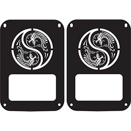 JeepTails Yin Yang Dragons Tail Light Cover Compatible with Jeep JK Wrangler - Set of 2