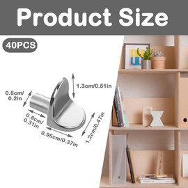 40PCS L Shaped Shelf Support Pegs, 5mm Metal Shelf Support Pegs, Wardrobe Shelf Pegs for Furniture Kitchen Cabinet Bookcase Closet Wardrobe Cupboard Wood Glass Shelves Supports