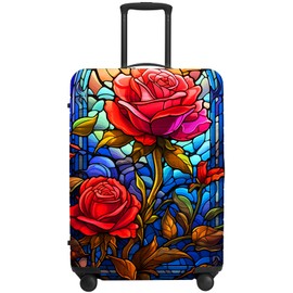 URBEST Luggage Cover Protector Suitcase Anti Scratch Dirt Covers, Fits 31"-32" Luggage Stained Glass Pink Rose
