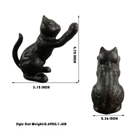 LUKYTME Book Ends for Shelves Decorative, Cast Iron Heavy Duty Bookends for Heavy Book, Unique Cute Cat Bookend for Home/Office Decor, Antique Classic Black 2PCS