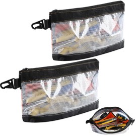 FRETONBA Tool Bag, Small Size, Waterproof, Tool Holder, Transparent Window, Portable, Convenient, Gadget Pouch, Durable, Metal Hook, Sit, Work Bag, Small Items, Stationery, Cable, Home, Outdoor