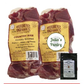 Julia's Pantry Hickory Smoked Country Premium Ham Seasoning Pieces, 2 - 1lb Packages and Sample Red Eye Gravy