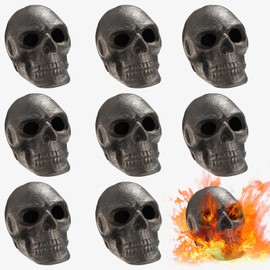 GUTE Imitated Human Skull Gas Log for Indoor or Outdoor Fireplaces, Made of Metal, Durable for More Than 10 Years, Fire Pits Decor Skull Charcoal Fireproof & Refractory (8 PCS)