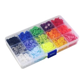 Snap Fasteners Set, Snap Set, Press Studs Kit, Ring Button Poppers, T5 Press Studs, Suitable for Baby Clothes, Raincoats, Umbrellas and Other DIY Sewing Processes, 15 Colours, 150 Sets