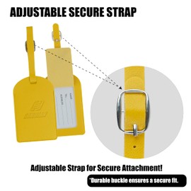 Sandian, Luggage Name Tags, PU Leather, Flap ID Card Holder with Adjustable Strap, 4-Pack in Black, Red, Yellow, Gray