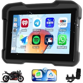 CAMECHO Portable Car Play Screen for Motorcycle, Wireless CarPlay & Android Auto for Motorbike, 5" IP67 Waterproof Touch Screen Motorcycle Carplay GPS,Bluetooth, Support Siri USB TF EQ 12V