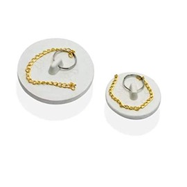 Handy Housewares 2pc Durable Rubber Sink Drain Stopper Plug Set with Pull Chain for Bathtub, Kitchen and Bathroom (1 Set)