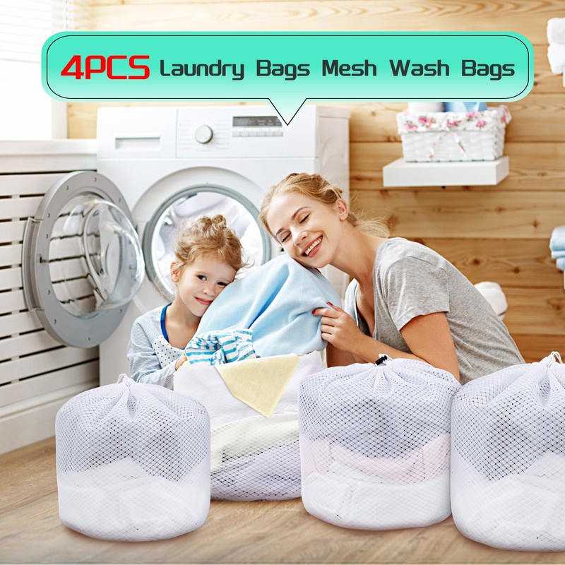 AiQInu Set of 4 Laundry Bags, Washing Machine, Laundry Net,