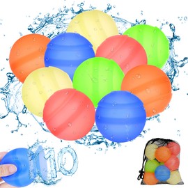 10Pcs Reusable Water Balloons, Water Ball for Beach Toys, Summer Toys, Easy Quick Fill & Self-Sealing Water Bombs, Soft Silicone Water Splash Ball, Best Gift for Kids