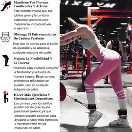 1Par Correas de Tobillo para Máquinas de Cable,Grilletes para Tobillo Gym,Doble D-Ring,Hebilla de Tobillo Fitness para Retroceso,Entrenamiento de Glúteos,Extensión de Piernas,Elástico Ajustable(Rosa)