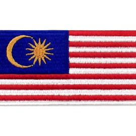 EmbTao Malaysia Flag Patch Embroidered National Morale Applique Iron On Sew On Malaysian Emblem