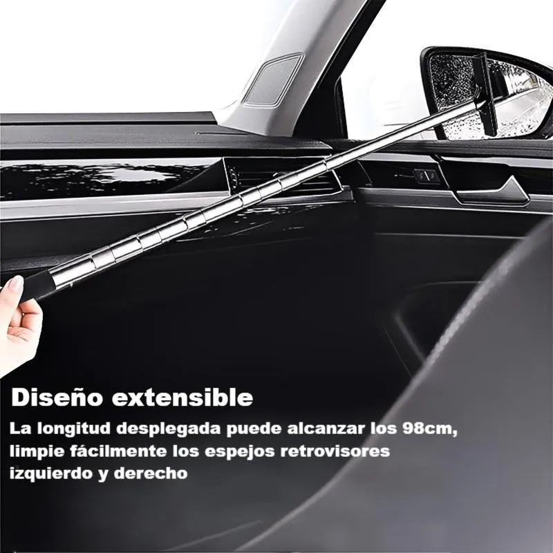 2 Pcs Acero Inoxidable Espejo Telescópico Limpiaparabrisas