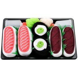 SUSHI SOCKS BOX - 3 pairs Tuna and Salmon Nigiri Cucumber Maki - Funny GIFT! Original Pattern, COTTON RICH Socks SIZE UK 7-11 EU 41-46|High Quality, Oeko-Tex Certificate, Made in Europe