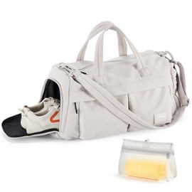 Hanke Carry On Luggage Gym Bag for Women with Compartment Multifunctional Carry On Duffel Bag for Travel Lightweight Sports Bag Workout bag with Detachable Pocket,Dune Gray