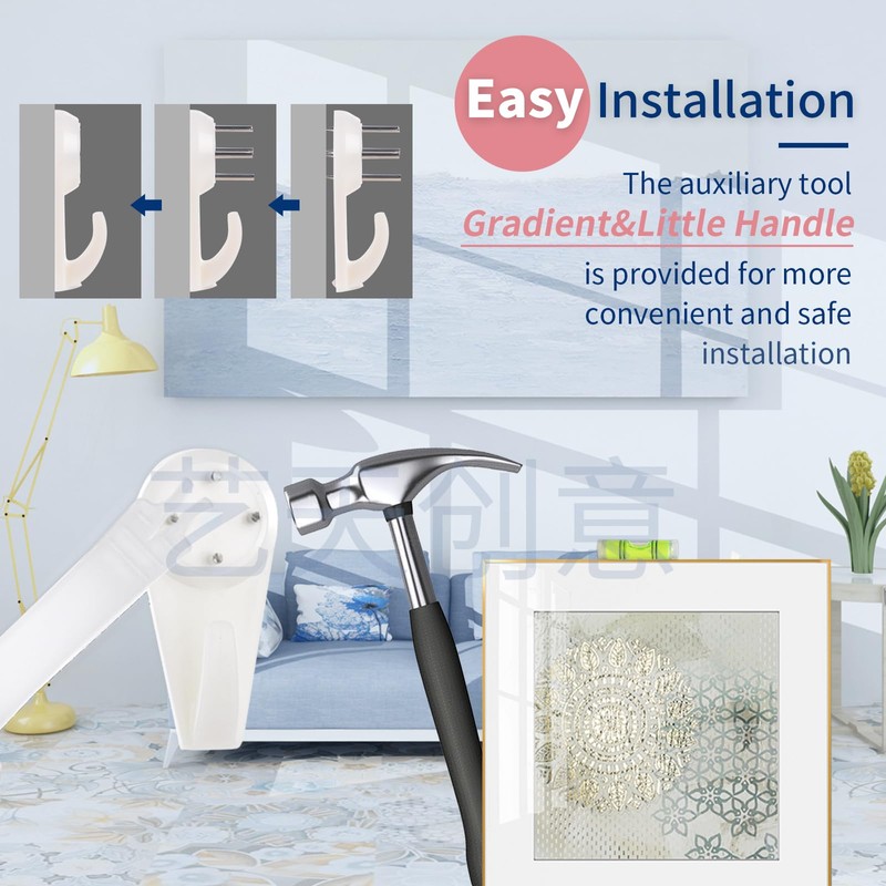 [60 Pack] Concrete Wall Hooks - PinCute Wall Picture Hangers