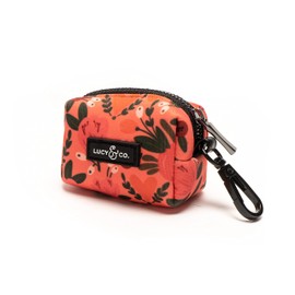 Lucy & Co. Posy Pink Dog Poop Bag Holder - Leak Proof Dispenser - Hygienic Pet Poop Pickup - Coral Pink Floral