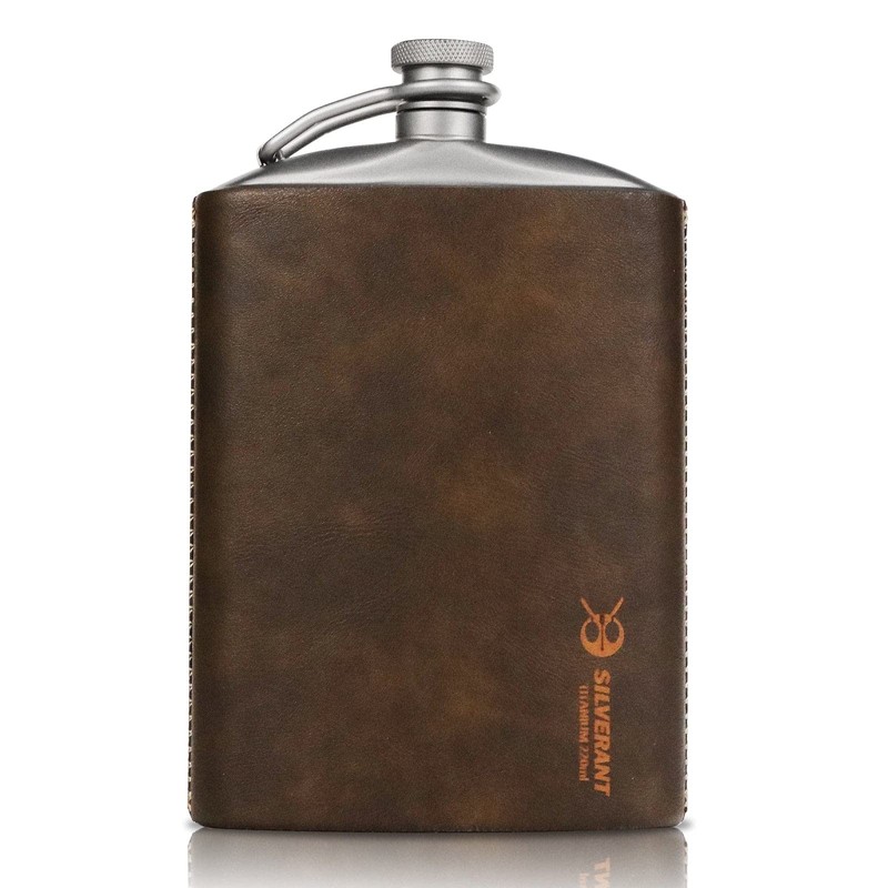 SILVERANT Titanium Hip Flask 248ml/8.73 fl oz, Ultralight Portable Leakproof