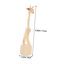 Ciieeo 4pcs Push Finger Puppets: Natural Wood Giraffe Figurines Dancing Finger Puppet - Wooden Animal Statues for Living Room Bedroom Travel