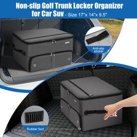 Golf Trunk Organizer for Car SUV, 2-Layer Golf Accessories Storage with Shoe Compartment & Dividers – Waterproof Golf Gear Bag, Golf Organizer Gift for Men