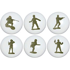Presto Wall Decals Toy Soldier Drawer Pulls/Army Men Furniture Ceramic Cabinet Knobs/Set of 6
