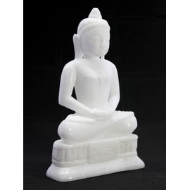 ESPLANADE Mahaveer Jain Mahavir Swami Murti Statue Idol Sculpture - Marble Stone - 6.5" Inches - White