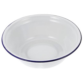ABOOFAN Enamel Bowl Large Enamel Mixing Bowl Serving Bowl with Blue Rim for Soup, Fruit, Pasta, Salad
