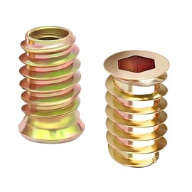 Qrity 20PCS Threaded Inserts Nuts, Hex Drive Head Nuts, Threaded Inserts for Wood, Hex Socket Drive, Zinc Plated Carbon Steel, M10x25mm Insert Nut