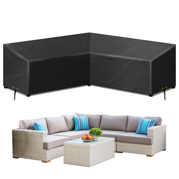 RICHIE V-Shape Garden Furniture Covers Waterproof, L Shape Garden Sofa