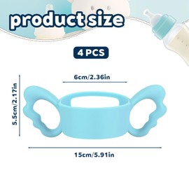 Mam Handles for Bottles, 4-Pack Baby Bottle Handle Set, Encourages Independent Drinking for Babies, Easy-Grip Design for Tommee Tippee Bottle Handles Compatibility, Colourful Mam Bottle Handles