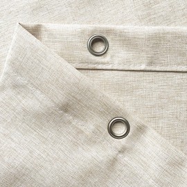 YISURE Extra Long Linen Textured Shower Curtain 220cm drop, Heavy Duty Fabric Shower Curtains for Bathroom Waterproof Thick Taupe Hotel Luxury, Beige 71''x87''