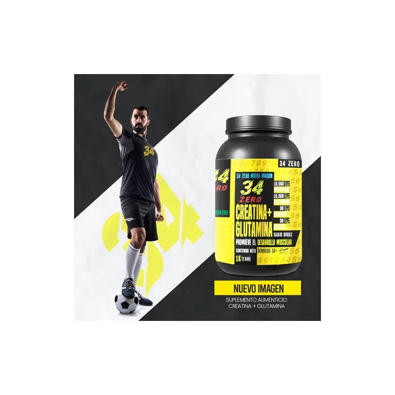 Creatina Glutamina 34 Zero 1 Kg 50 Servicios