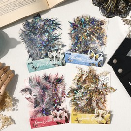 80 piezas de calcomanías artísticas de mariposas holográficas con purpurina para scrapbooking, diarios, manualidades con resina – calcomanías de marip