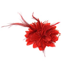 Caprilite Scarlet Red Fascinator Corsage Flower Petals Feathers Handmade