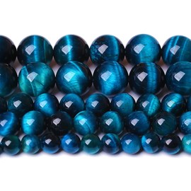 8mm 45PCS Blue Tiger Eye Beads Natural Stone Gemstone Spacer Loose Beads for Jewelry Making DIY Bracelet Semi Precious Beads Strand 15 inches