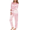 SWOMOG Womens Silk Satin Pajamas Sets 2 Pieces Sleepwear Long-Sleeve