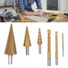6Pcs/Set Titanium HSS Drill Set Round Shank Straight Grooved Step