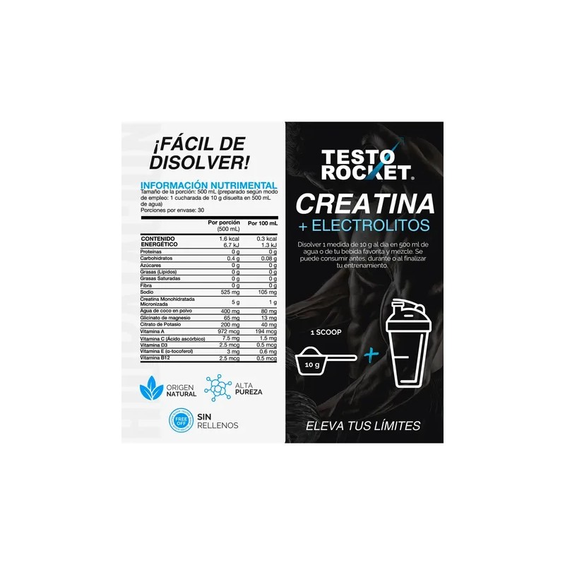 Creatina Monohidratada Electrolitos 100 Alta Pureza Micronizada Hidratacion Rendimiento Muscular