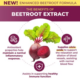 PurePremium Beet Root Capsules for Normal Blood Pressure Support - with Beetroot, Hawthorn, Hibiscus - Beets Supplements for Normal Nitric Oxide - 90 Capsules