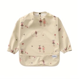 Cubble Waterproof Coverall Baby Feeding Bibs for Mealtimes and Messy Play, Adjustable, Baby Weaning (Girls, Medium (12-36M))