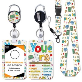 Obookey Teacher Lanyard with ID Holder - You Are Teacher Lanyards for ID Badges, Cute ID Badge Holders Retractable, Keys Carabiner Clip Breakaway Lanyard Gifts for Women School Teachers