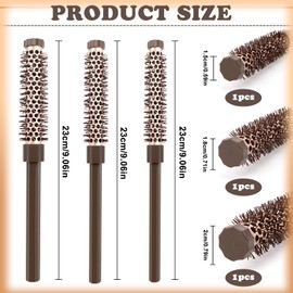 VZXZXE Pack of 3 Round Brush, Small, Hair Brush Round for Blow-Drying, Voluminous Blow-Drying Brush, Beard Brush, Suitable for Short Hair, Long Hair, Curly Hair, Straight Hair, Hairline and Beard