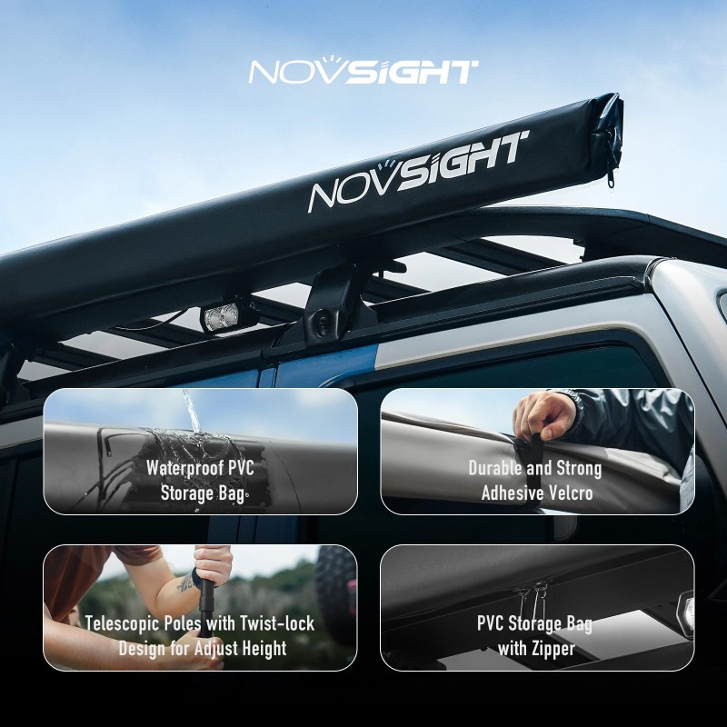 NOVSIGHT 420D Car Side Awning Rooftop Pull Out SunShade Outdoor